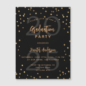 Invitation Magnétique Graduation party or noir année étoiles luxe (Devant)