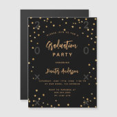 Invitation Magnétique Graduation party or noir étoiles année luxe (Devant / Derrière)