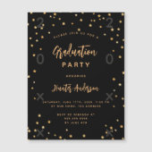 Invitation Magnétique Graduation party or noir étoiles année luxe (Devant)