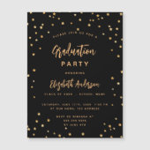 Invitation Magnétique Graduation party or noir étoiles luxe (Devant)