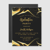 Invitation Magnétique Graduation party or noir luxe moderne (Devant / Derrière)