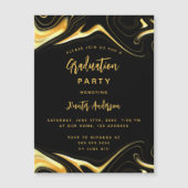 Invitation Magnétique Graduation party or noir luxe moderne (Devant)