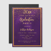 Invitation Magnétique Graduation party or violet confetti luxe 2025 (Devant / Derrière)