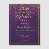 Invitation Magnétique Graduation party or violet confetti luxe 2025 (Devant)