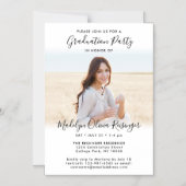Invitation Magnétique Graduation Party Simple Photo & Black White Script (Recto)