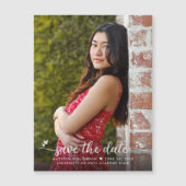 Invitation Magnétique Graduation Photo Enregistrer Date Script Coeurs Mo (Devant)