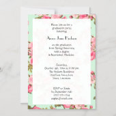 Invitation Magnétique Graduation - Roses, fleurs, Feuilles - Vert rose (Recto)