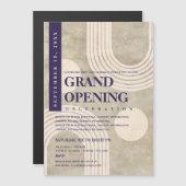 Invitation Magnétique Grand ouverture Abstraite Rainbow Navy Blue (Devant / Derrière)