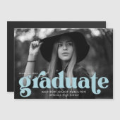 Invitation Magnétique Gras Sky Blue Typographie Diplôme photo (Devant / Derrière)