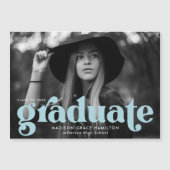 Invitation Magnétique Gras Sky Blue Typographie Diplôme photo (Devant)