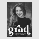 Invitation Magnétique Gras White Typographie Photo Graduation (Devant)