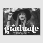 Invitation Magnétique Gras White Typographie Photo Graduation (Devant)