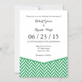 Invitation Magnétique Green White Magnetic Herringbone Mariage Invitatio (Recto)
