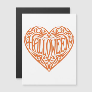 Invitation Magnétique Halloween Cœur, Cœur Orange, Vacances
