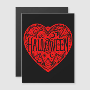 Invitation Magnétique Halloween Cœur, Cœur Rouge en Forme, Vacances