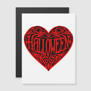 Invitation Magnétique Halloween cœur, cœur rouge, Vacances