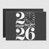 Invitation Magnétique Happy New Year 2026 Midnight Clock Countdown (Devant / Derrière)