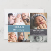 Invitation Magnétique Hello World Custom photo collage bébé naissance (Recto)