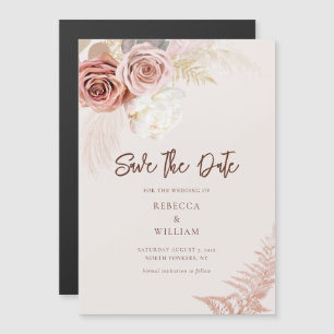 Invitation Magnétique Herbe de la Pampa Floral Script Mariage Économisez