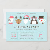 Invitation Magnétique Hipster Père Noël & Friends Christmas Party Invita (Recto)