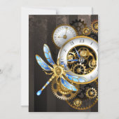 Invitation Magnétique Horloge à vapeur avec libellule mécanique (Recto)