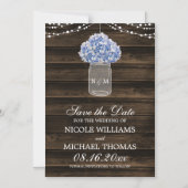 Invitation Magnétique Hydrangea Mason Jar Barn Wood Sauvez la date (Recto)