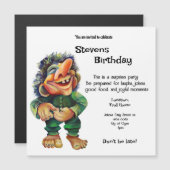 Invitation Magnétique Illustration de troll drôle scandinave à l'aquarel (Devant / Derrière)