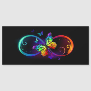 Invitation Magnétique Infini vibrant avec papillon arc-en-ciel sur fond