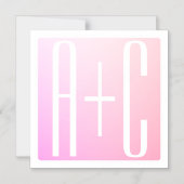 Invitation Magnétique Initiales de couple | Gradation rose subtile (Recto)