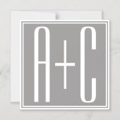 Invitation Magnétique Initiales de couples modifiables | Blanc & Gris (Recto)