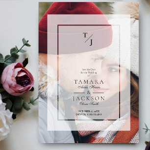 Invitation Magnétique Initiales de l'effet de transparence Vellum Mariag