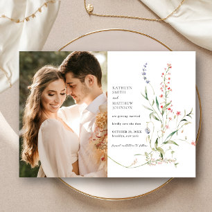 Invitation Magnétique Jardin fleur sauvage Floral Moderne Enregistrer La