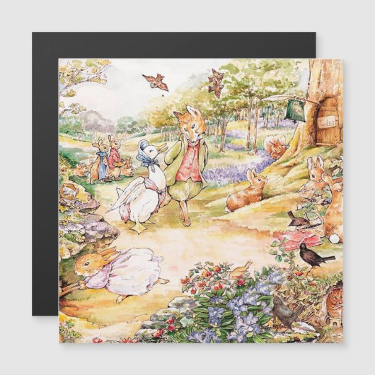 Invitation Magnétique Jemima Puddle Duck se promener avec M. Fox (Devant / Derrière)