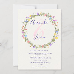 Invitation Magnétique Joli Jaune violet Fleur sauvage Mariage de couronn