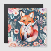 Invitation Magnétique Joli renard floral (Devant / Derrière)