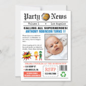 Invitation Magnétique Journal Superhero fête d'anniversaire Photo (Recto)