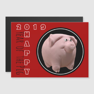 Invitation Magnétique Joyeuse année PIg 2019 3D Choisissez la couleur 2