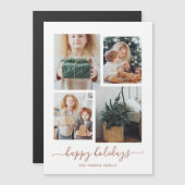 Invitation Magnétique Joyeuses fêtes | Modern Four Photo Collage (Devant / Derrière)