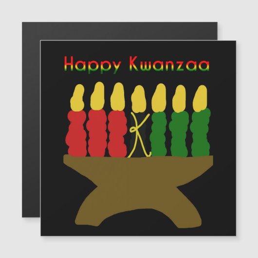 Invitation Magnétique Joyeux Kwanzaa Kinara (Devant / Derrière)