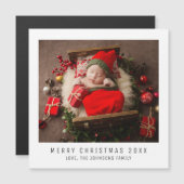 Invitation Magnétique Joyeux Noël Bébé Enfants Photo Conserver l'idée (Devant / Derrière)