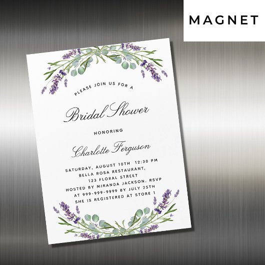 Invitation Magnétique Lavande fleurie eucalyptus luxe nuptiale douche