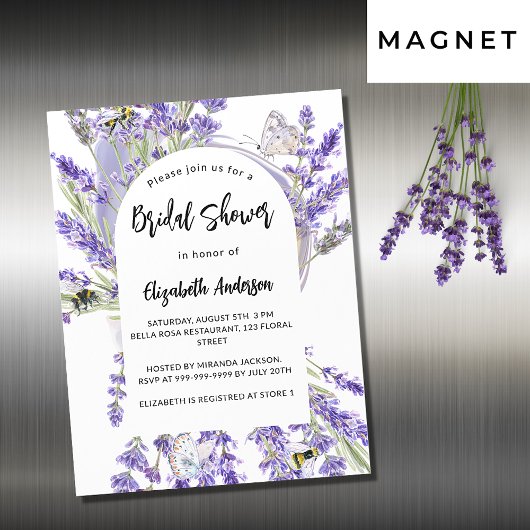 Invitation Magnétique Lavande fleurie violet luxe nuptiale douche