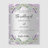 Invitation Magnétique lavande mariage argent eucalyptus verdure luxe (Devant)