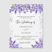 Invitation Magnétique lavande mariage violet luxe floral (Devant)