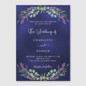 Invitation Magnétique Lavande verdure marine bleu luxe mariage (Devant)