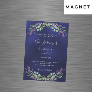 Invitation Magnétique Lavande verdure marine bleu luxe mariage