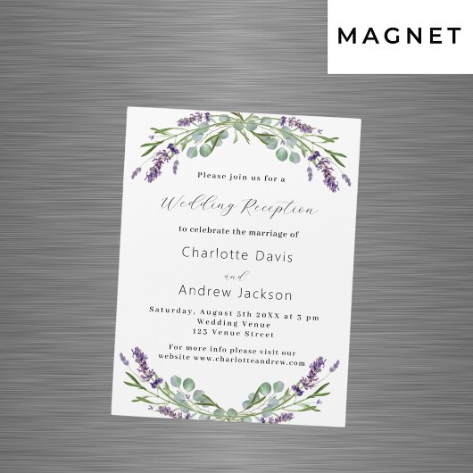 Invitation Magnétique Lavande verdure violet luxe réception de mariage