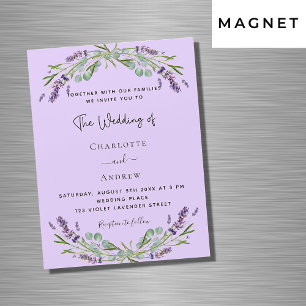 Invitation Magnétique Lavande violet eucalyptus fleurs luxe mariage