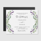 Invitation Magnétique Lavande violet florales verdure luxe mariage (Devant / Derrière)