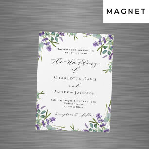 Invitation Magnétique Lavande violet florales verdure luxe mariage